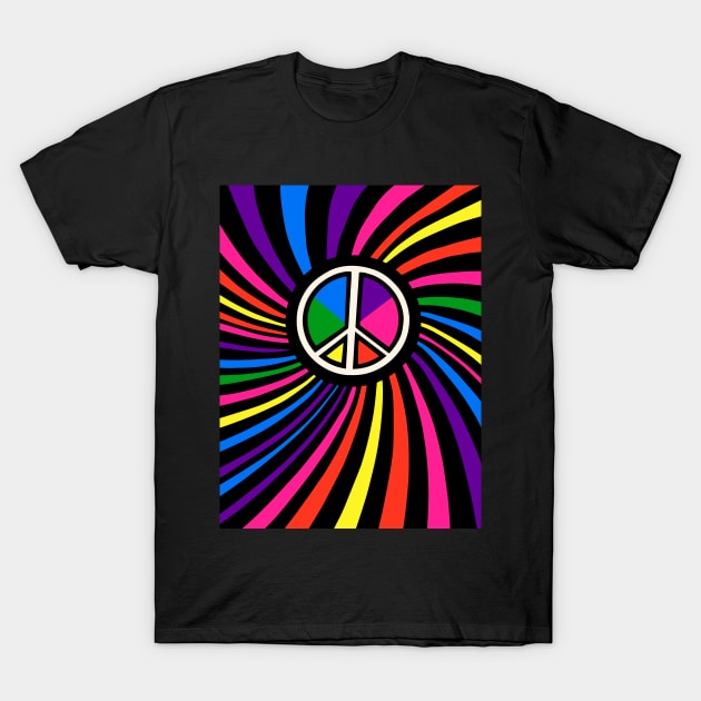 Hippie Peace Rainbow T-Shirt by katmargoli